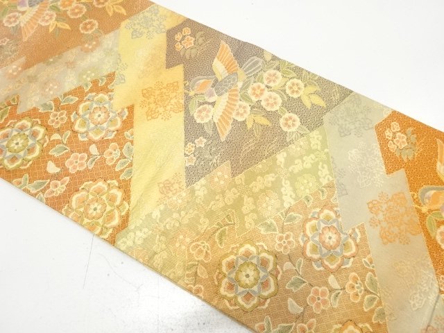 Saga Nishiki, bag belt with mandarin duck and flower design and weaved weeping c